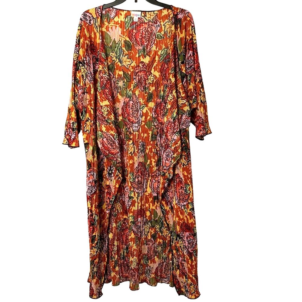 LuLaRoe Shirley Floral Print Pleated Kimono Style Duster Women's Size M